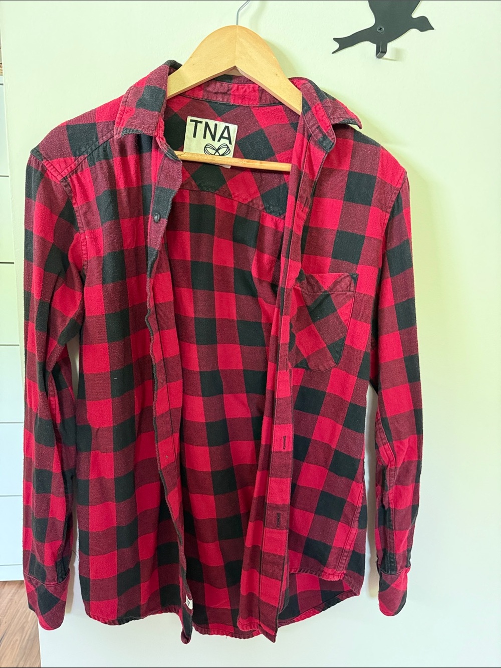 TNA Red and Black Buffalo Plaid Button-Down Shirt